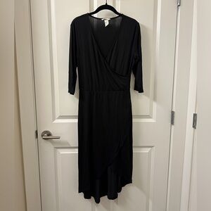 [H&M] Black Wrap Dress with 3/4 Sleeves